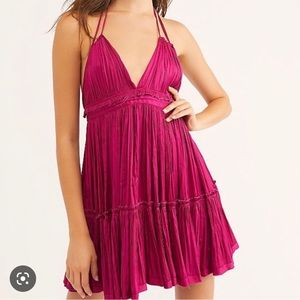 Free People 100 degrees of shine pink mini dress